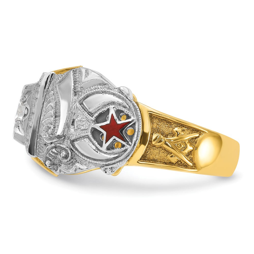 14ktt IBGoodman Men's Enamel & Diamond Eagle Masonic Shriner's Ring