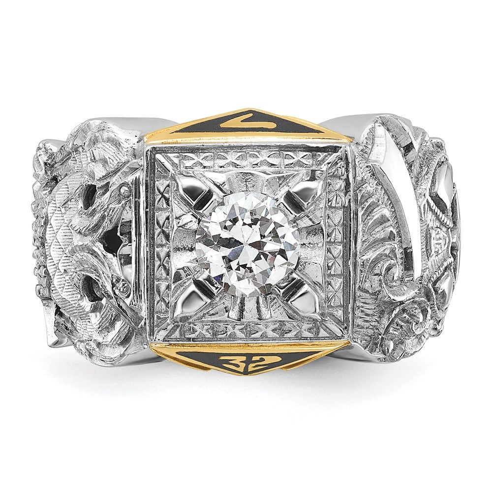 14ktt IBGoodman Men's Enamel & Diamond Eagle Masonic Shriner's Ring