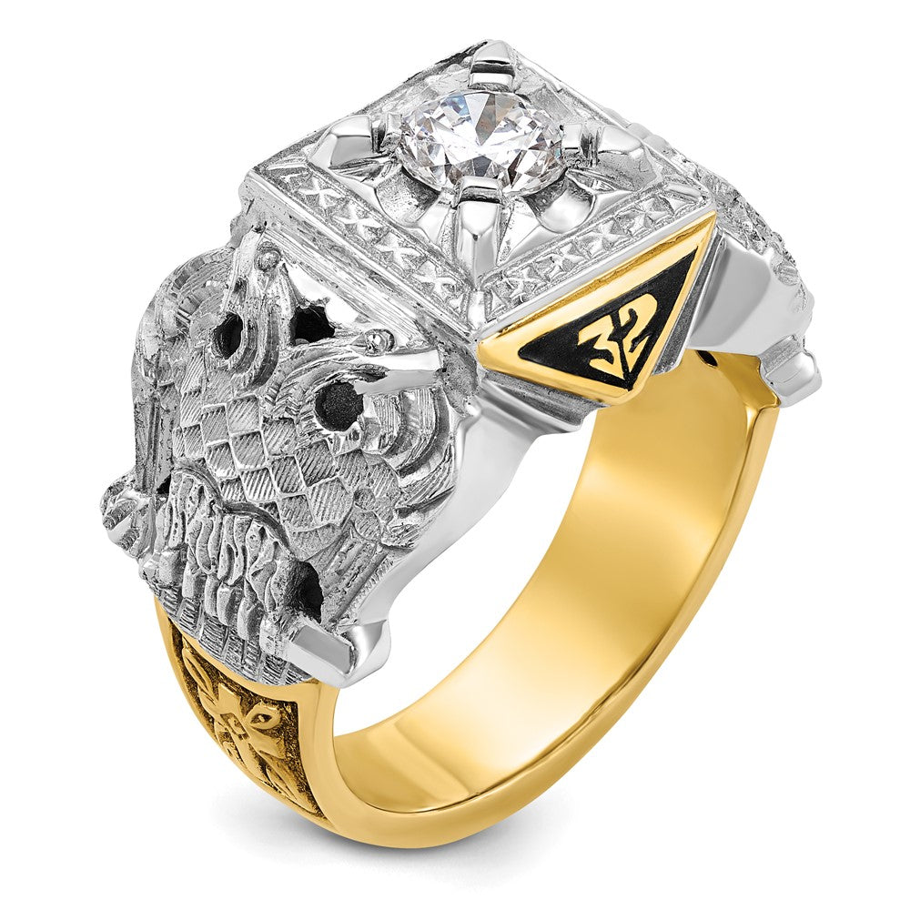 14ktt IBGoodman Men's Enamel & Diamond Eagle Masonic Shriner's Ring