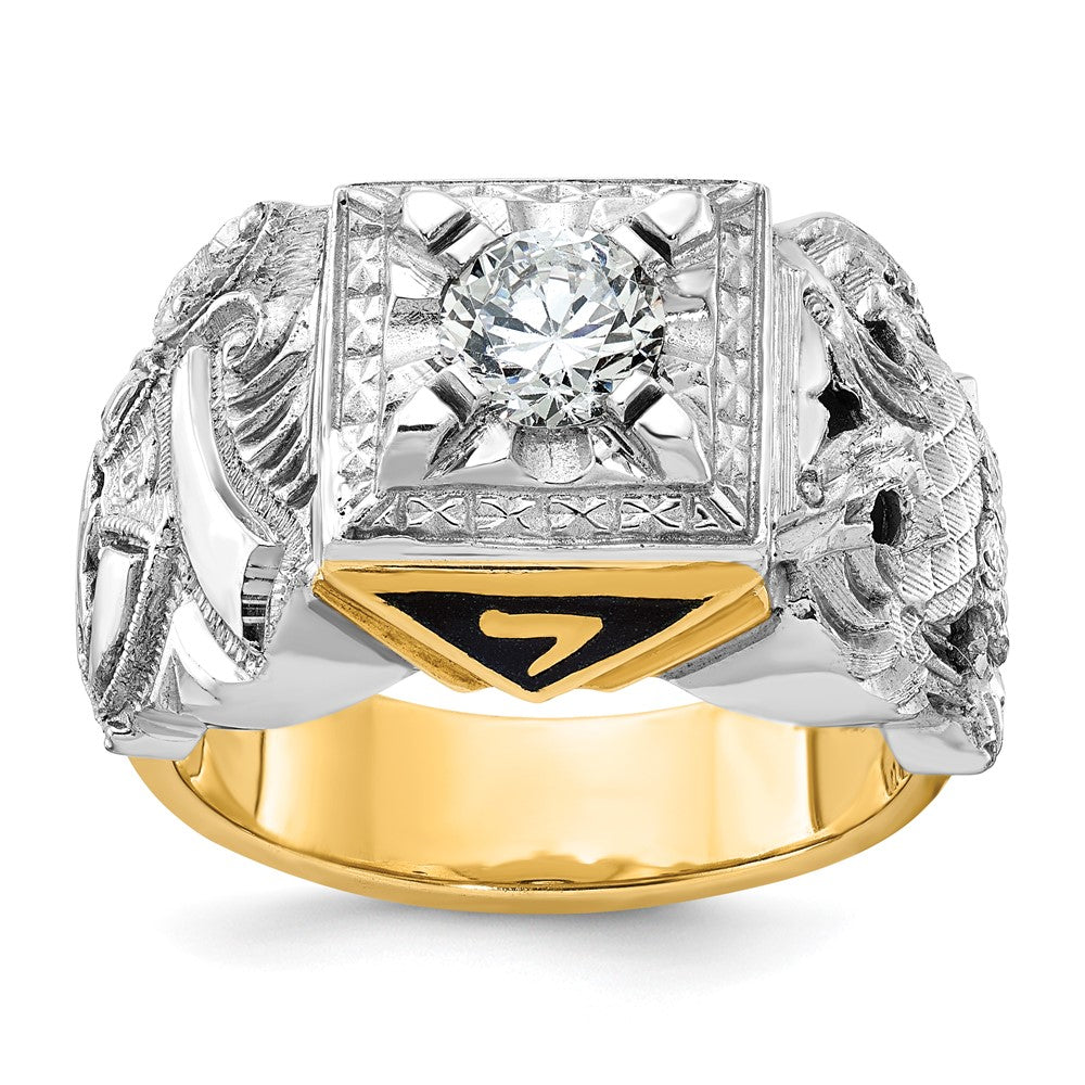 14ktt IBGoodman Men's Enamel & Diamond Eagle Masonic Shriner's Ring