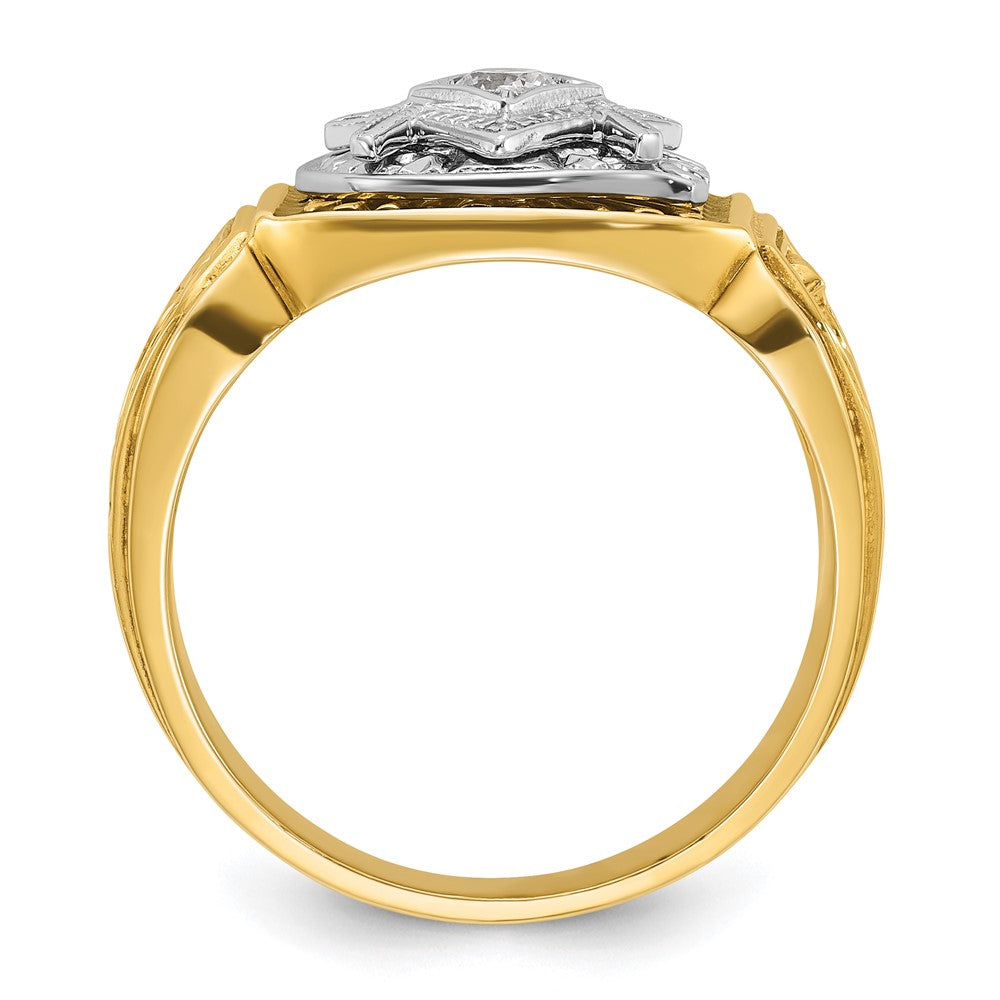 14ktt IBGoodman Men's Enameled & Diamond Blue Lodge Masonic Ring