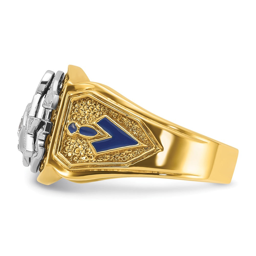 14ktt IBGoodman Men's Enameled & Diamond Blue Lodge Masonic Ring