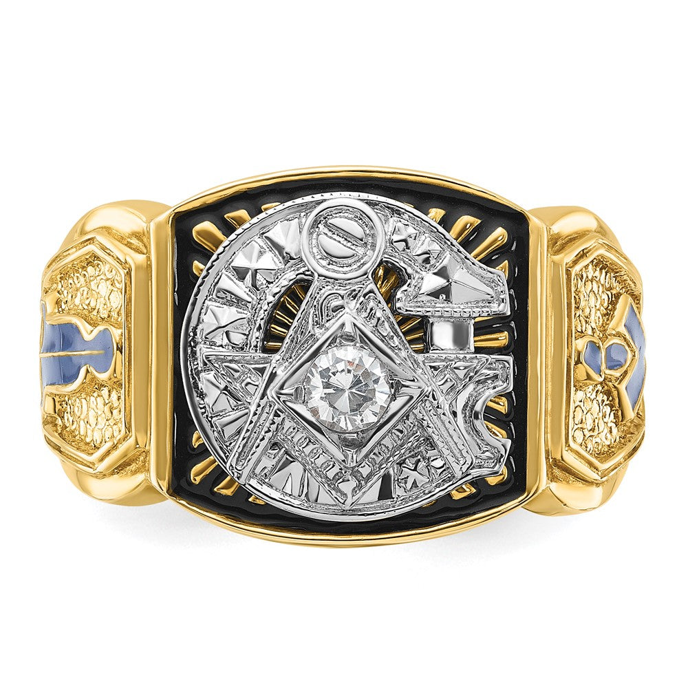 14ktt IBGoodman Men's Enameled & Diamond Blue Lodge Masonic Ring