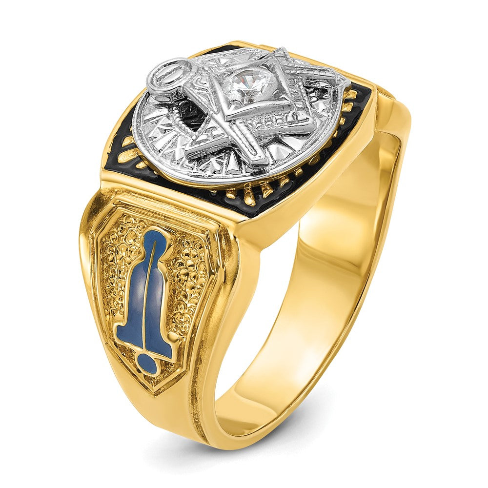 14ktt IBGoodman Men's Enameled & Diamond Blue Lodge Masonic Ring