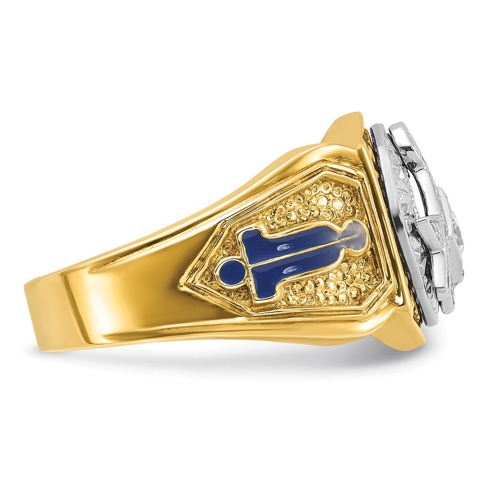 14ktt IBGoodman Men's Enameled & Diamond Blue Lodge Masonic Ring