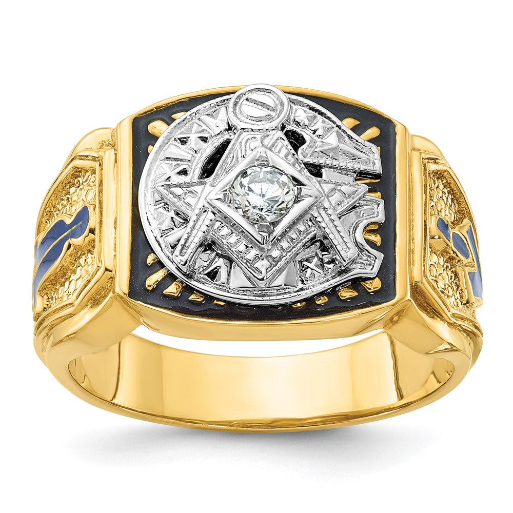 14ktt IBGoodman Men's Textured Blue Lodge Masonic Ring Mounting