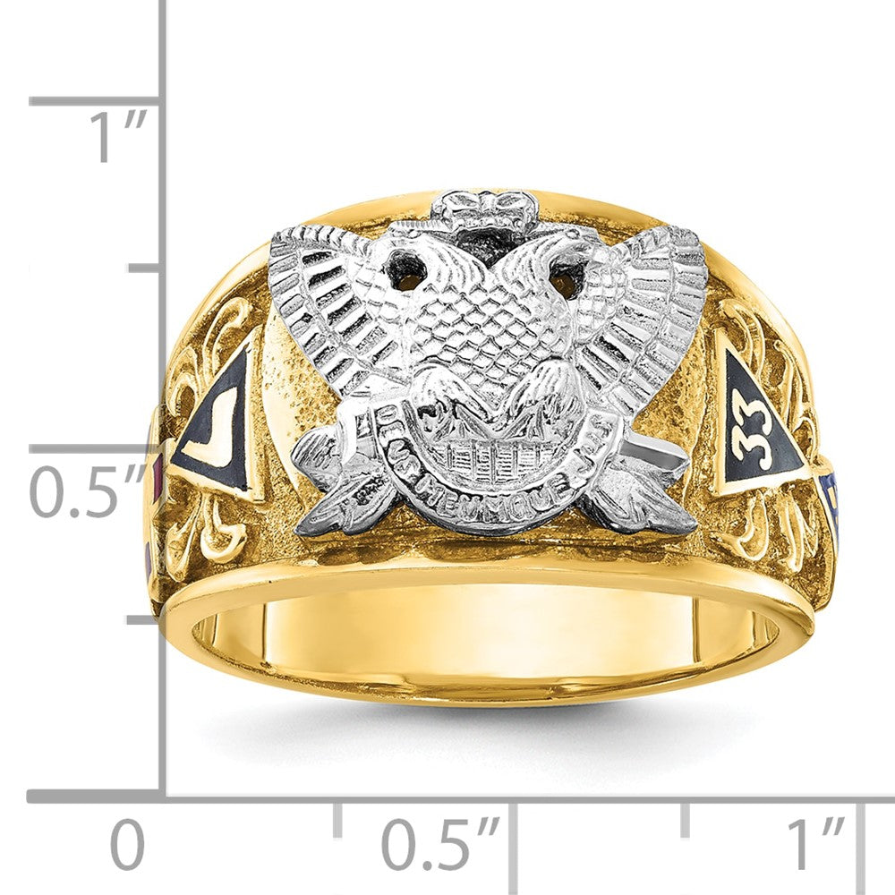 10ktt IBGoodman Men's Textured & Enameled 33rd Degree Masonic Ring