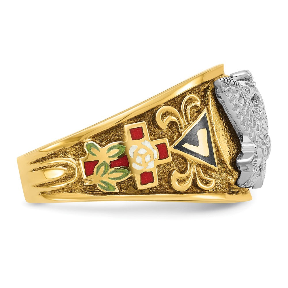 10ktt IBGoodman Men's Textured & Enameled 33rd Degree Masonic Ring