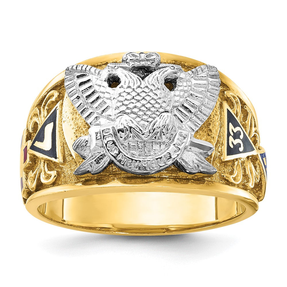 10ktt IBGoodman Men's Textured & Enameled 33rd Degree Masonic Ring
