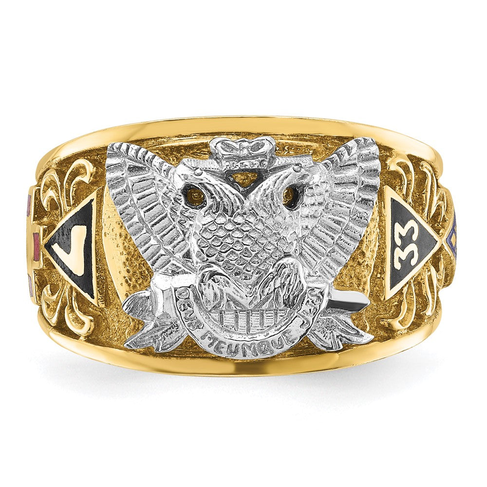 14ktt IBGoodman Men's Textured & Enameled 33rd Degree Masonic Ring