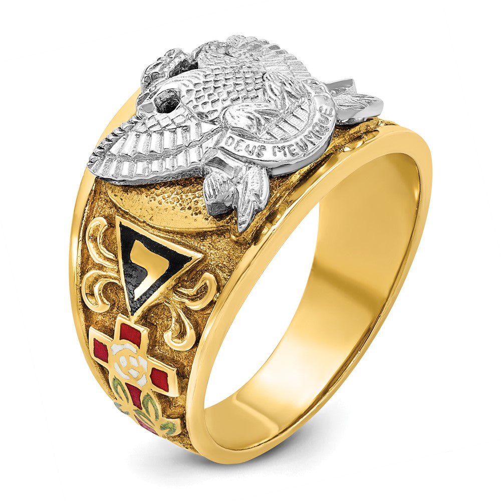 14ktt IBGoodman Men's Textured & Enameled 33rd Degree Masonic Ring