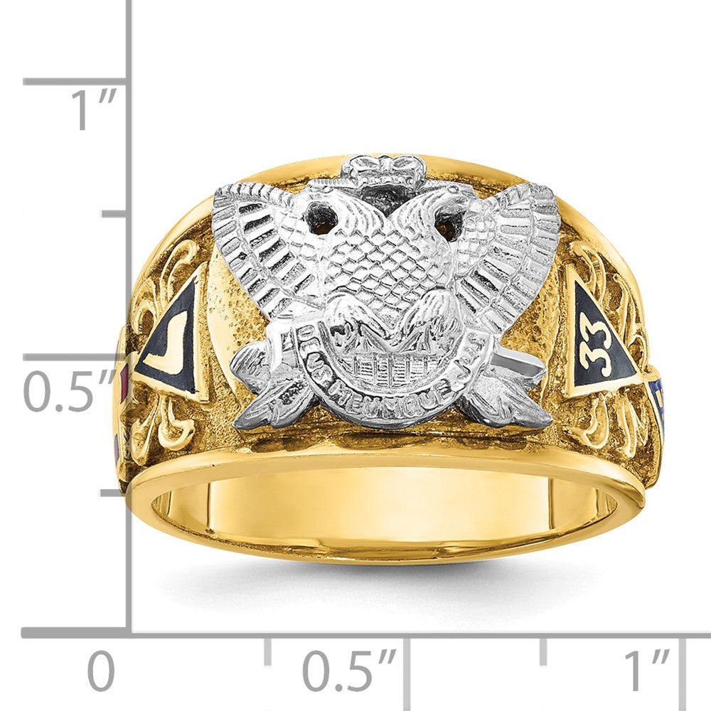 14ktt IBGoodman Men's Textured & Enameled 33rd Degree Masonic Ring