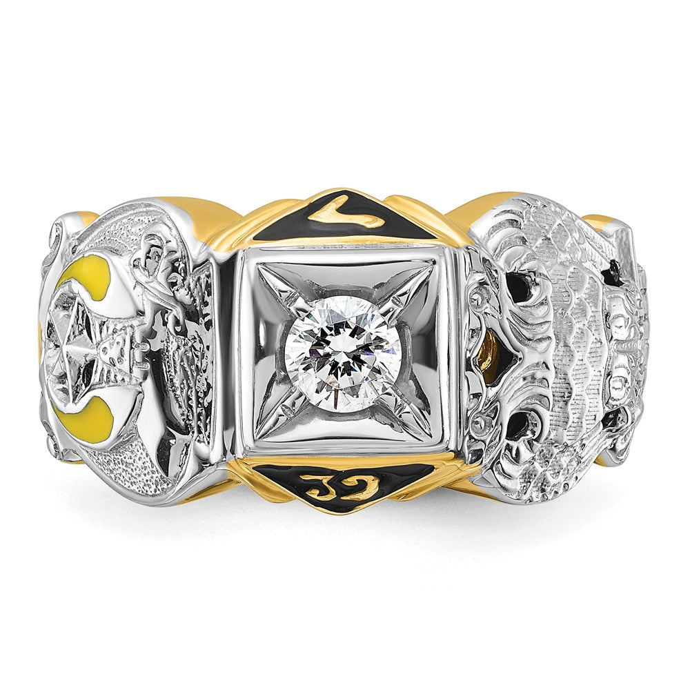 14ktt IBGoodman Men's Enamel & Diamond Eagle Masonic Shriner's Ring