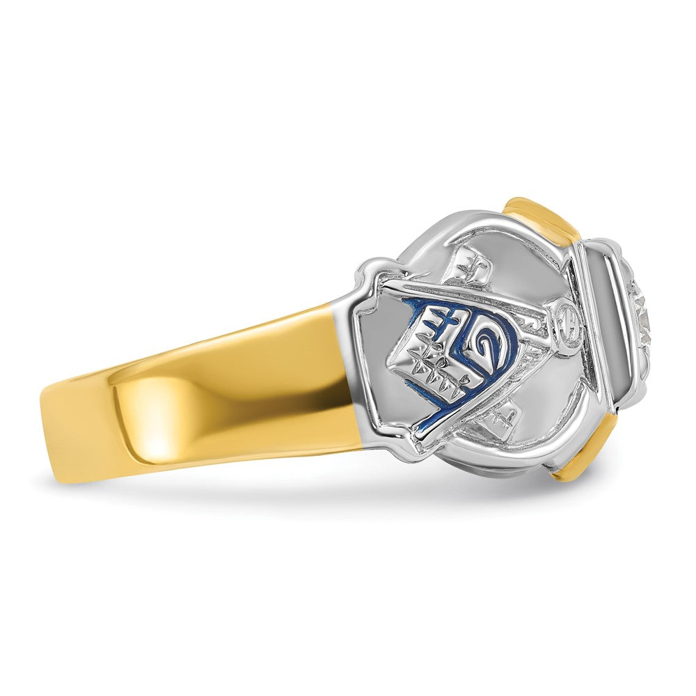 14ktt IBGoodman Men's Enameled & Diamond Blue Lodge Masonic Ring