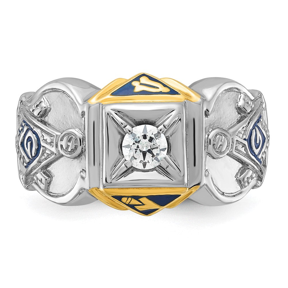 14ktt IBGoodman Men's Enameled & Diamond Blue Lodge Masonic Ring