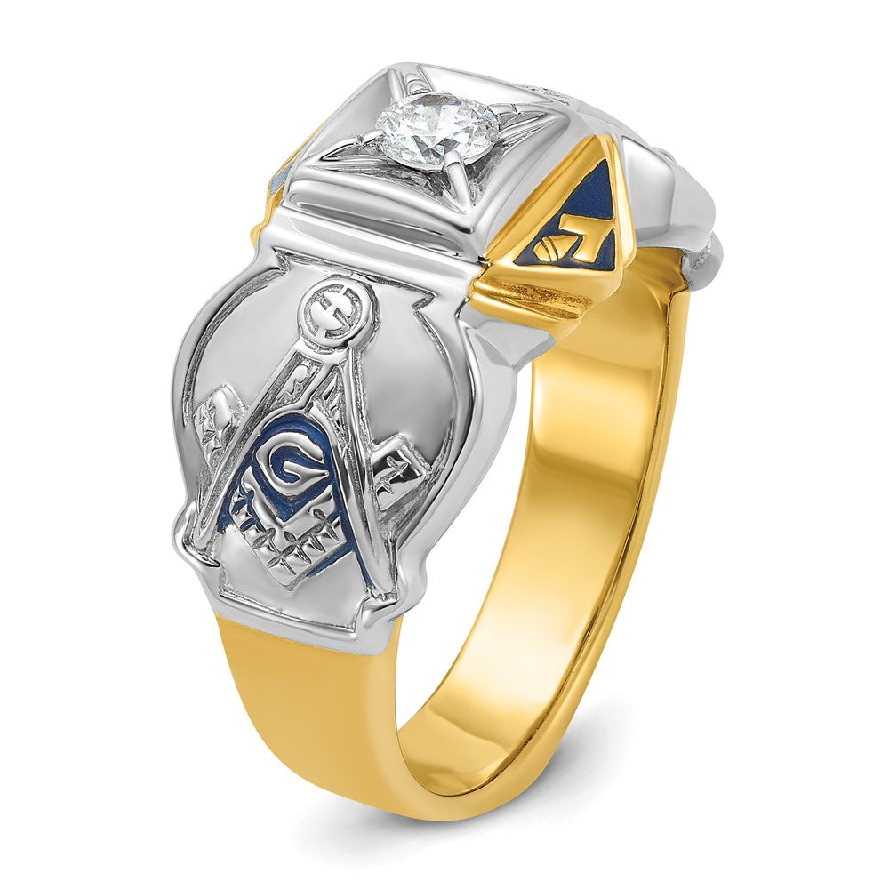 14ktt IBGoodman Men's Enameled & Diamond Blue Lodge Masonic Ring