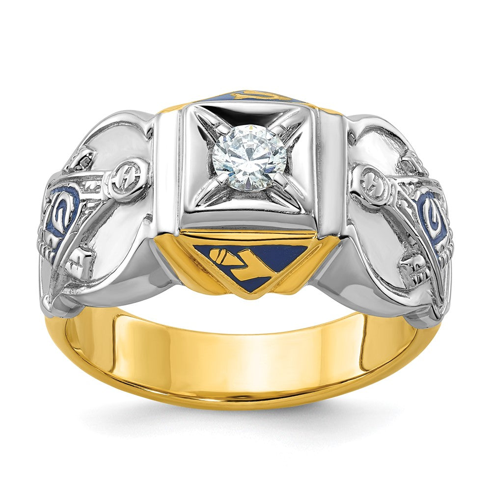 14ktt IBGoodman Men's Enameled & Diamond Blue Lodge Masonic Ring