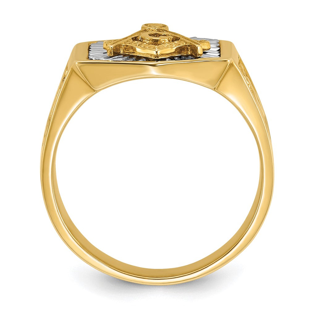 10ktt IBGoodman Men's Textured Blue Lodge Master Masonic Ring