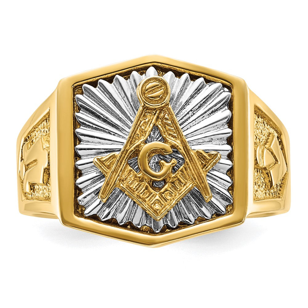14ktt IBGoodman Men's Textured Blue Lodge Master Masonic Ring
