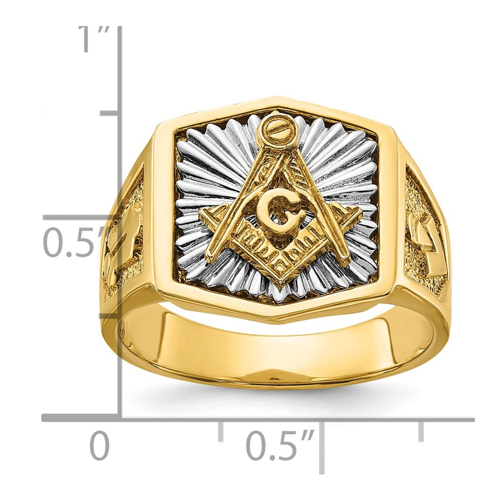 14ktt IBGoodman Men's Textured Blue Lodge Master Masonic Ring