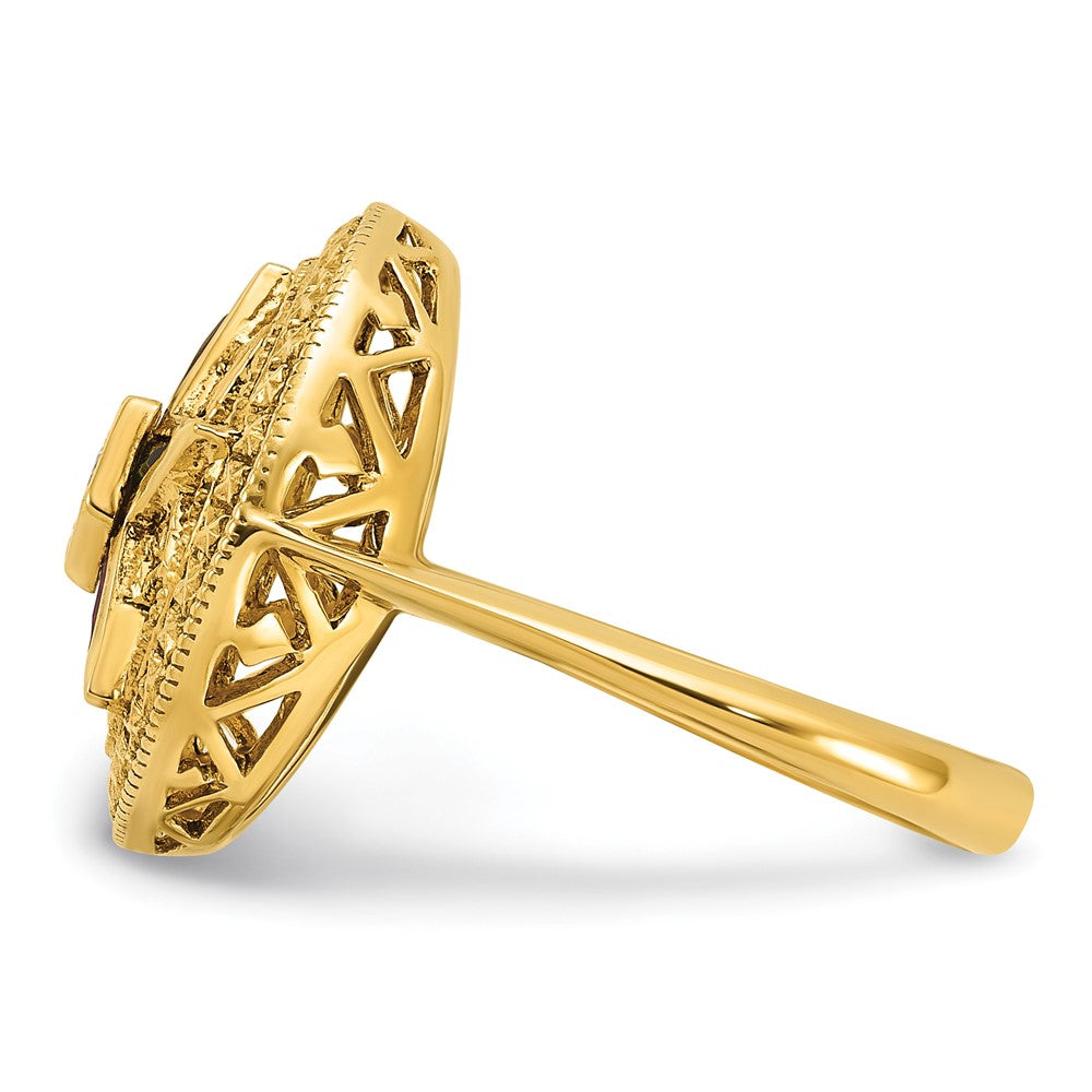 14k IBGoodman Women's Polished & Textured Eastern Star Ring Mtg