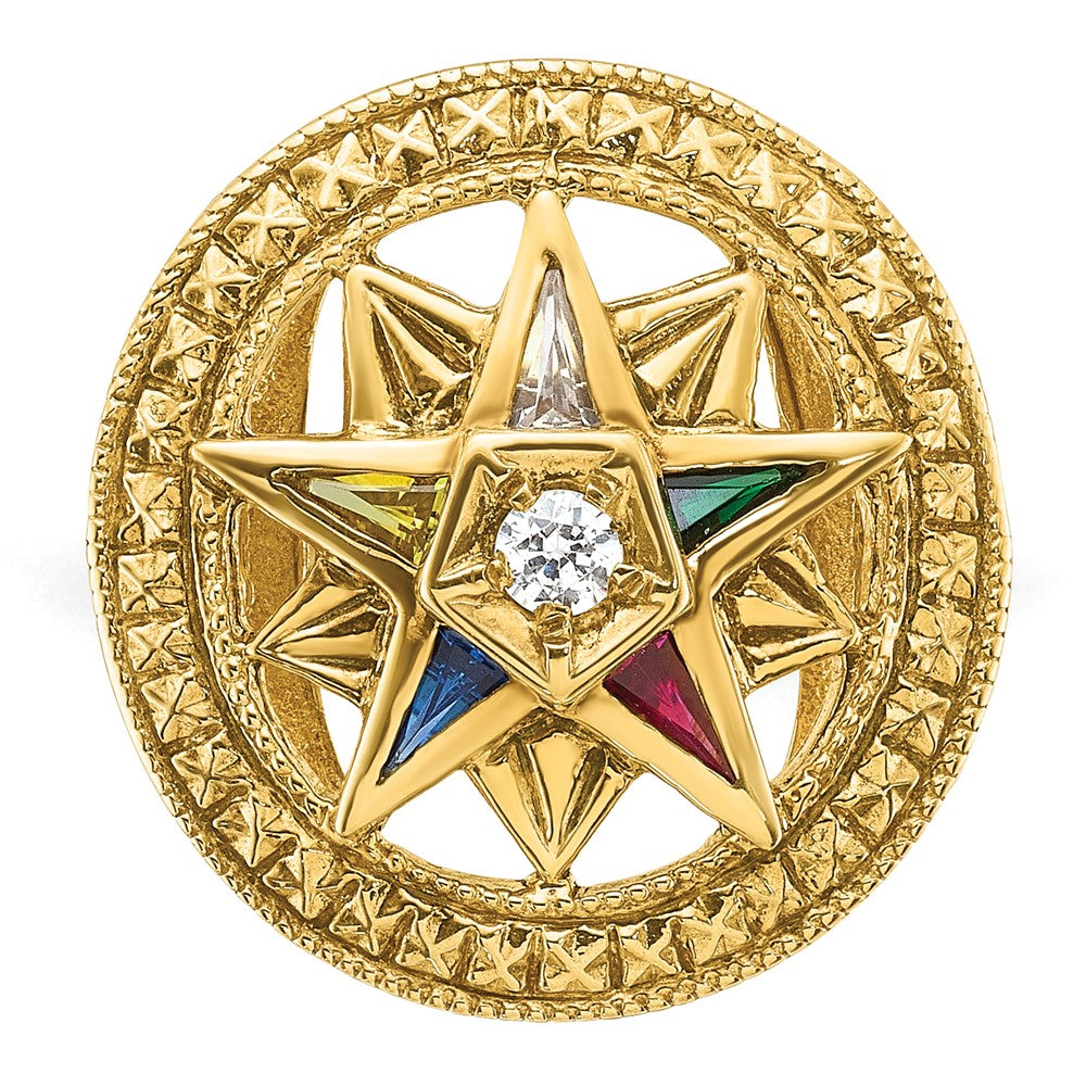 14k IBGoodman Women's Textured Multi-color CZ & Dia Eastern Star Ring