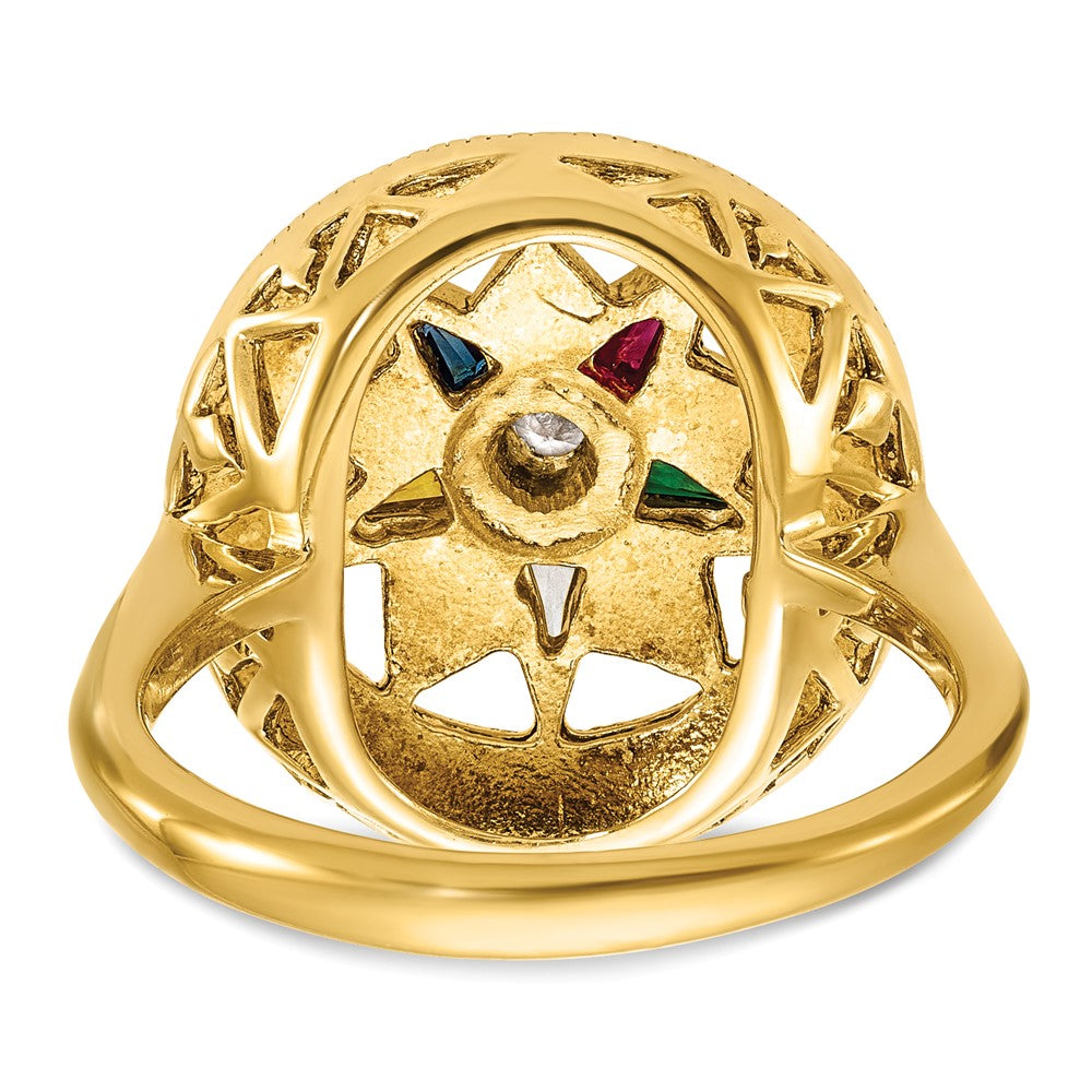 14k IBGoodman Women's Textured Multi-color CZ & Dia Eastern Star Ring