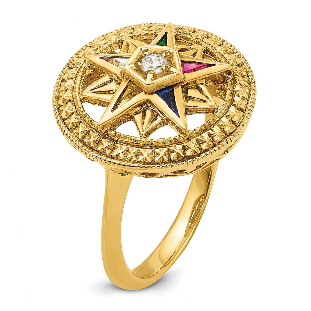 14k IBGoodman Women's Polished & Textured Eastern Star Ring Mtg