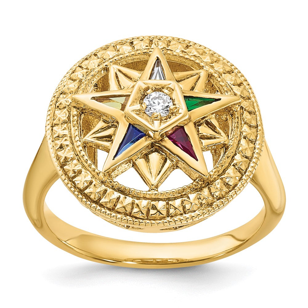 14k IBGoodman Women's Polished & Textured Eastern Star Ring Mtg