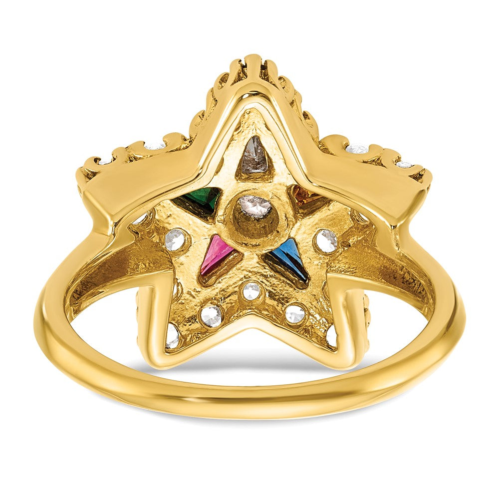 14k IBGoodman Women's Multi-color CZ & Dia Eastern Star Masonic Ring