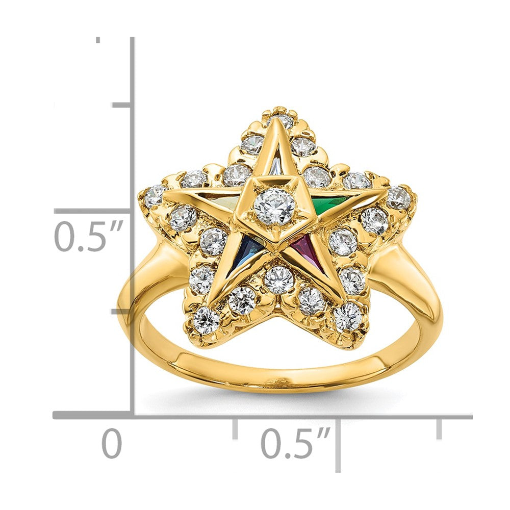 14k IBGoodman Women's Multi-color CZ & Dia Eastern Star Masonic Ring
