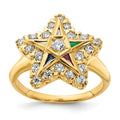 14k IBGoodman Women's Multi-color CZ & Dia Eastern Star Masonic Ring