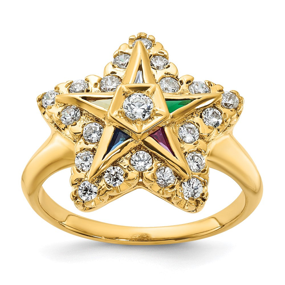 14k IBGoodman Women's Multi-color CZ & Dia Eastern Star Masonic Ring