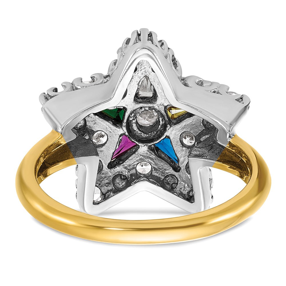 14ktt IBGoodman Women's Multi-color CZ & Diamond Eastern Star Ring