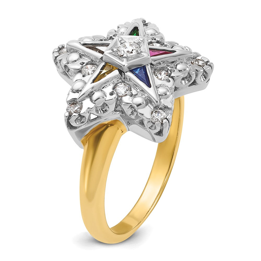 10ktt IBGoodman Women's Multi-color CZ & Diamond Eastern Star Ring