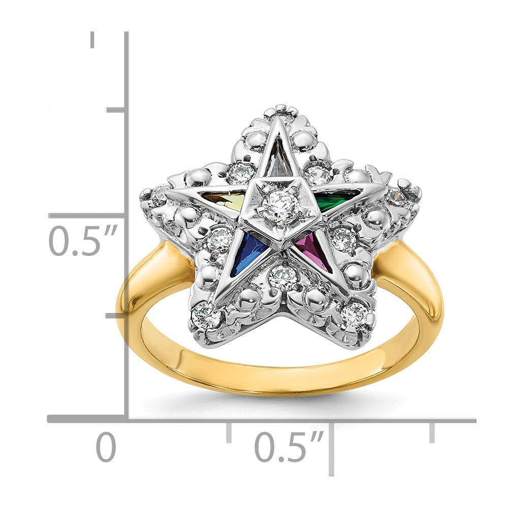 10ktt IBGoodman Women's Multi-color CZ & Diamond Eastern Star Ring