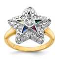 10ktt IBGoodman Women's Multi-color CZ & Diamond Eastern Star Ring