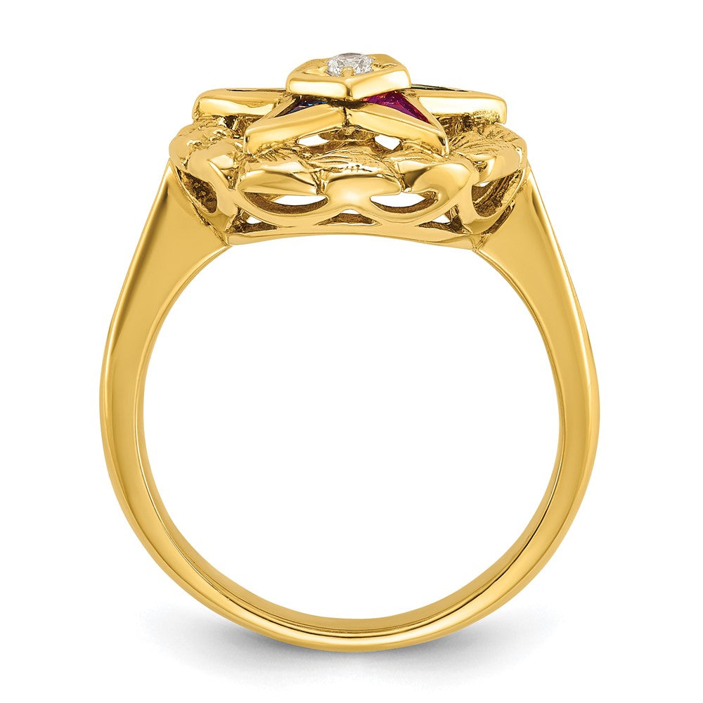 14k IBGoodman Women's Textured Multi-color CZ & Dia Eastern Star Ring