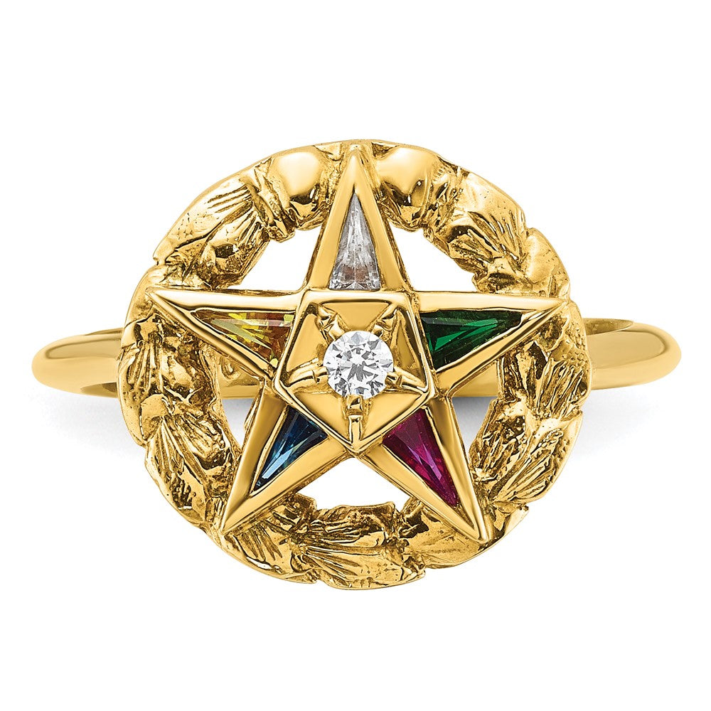 14k IBGoodman Women's Polished & Textured Eastern Star Ring Mtg
