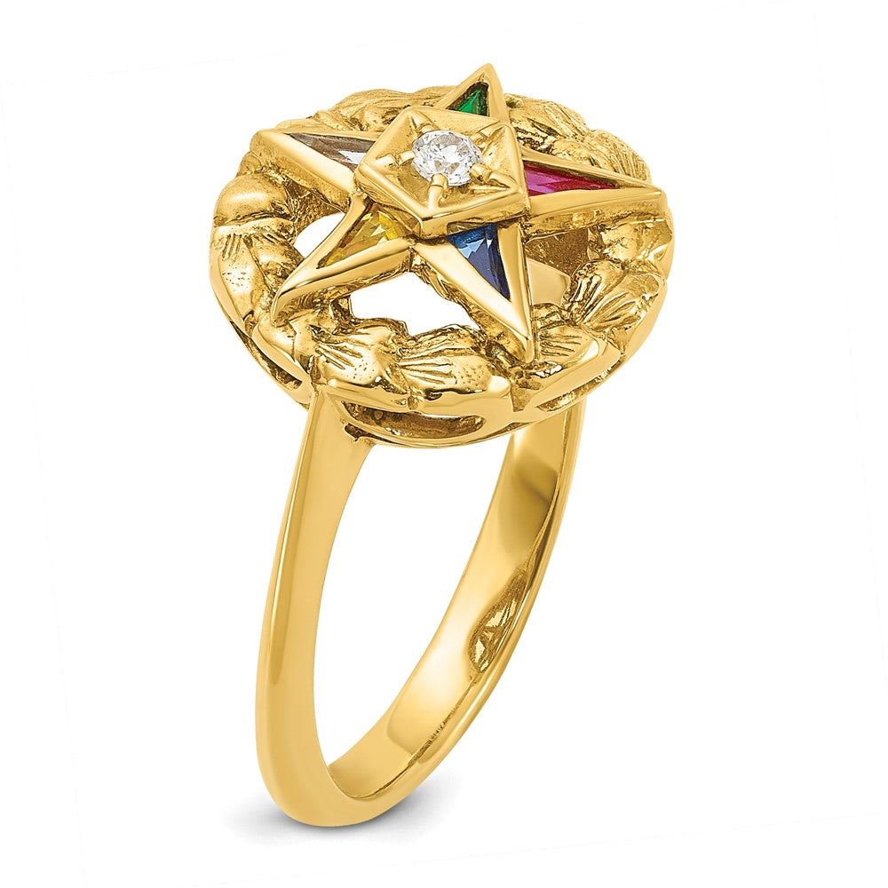 14k IBGoodman Women's Textured Multi-color CZ & Dia Eastern Star Ring