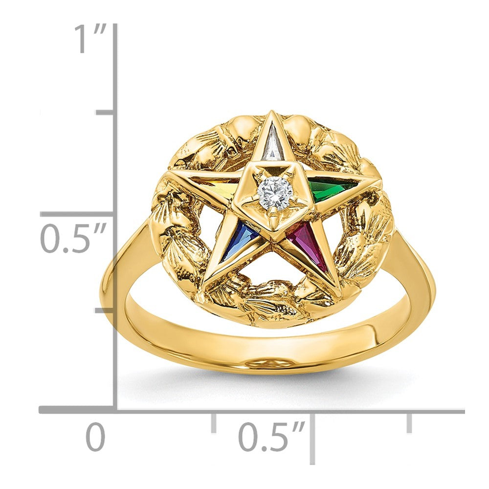 14k IBGoodman Women's Textured Multi-color CZ & Dia Eastern Star Ring