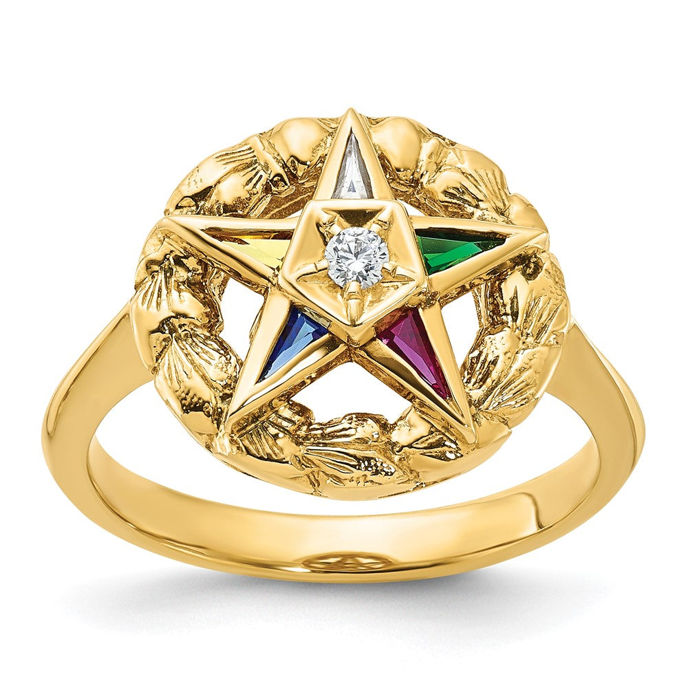 14k IBGoodman Women's Polished & Textured Eastern Star Ring Mtg