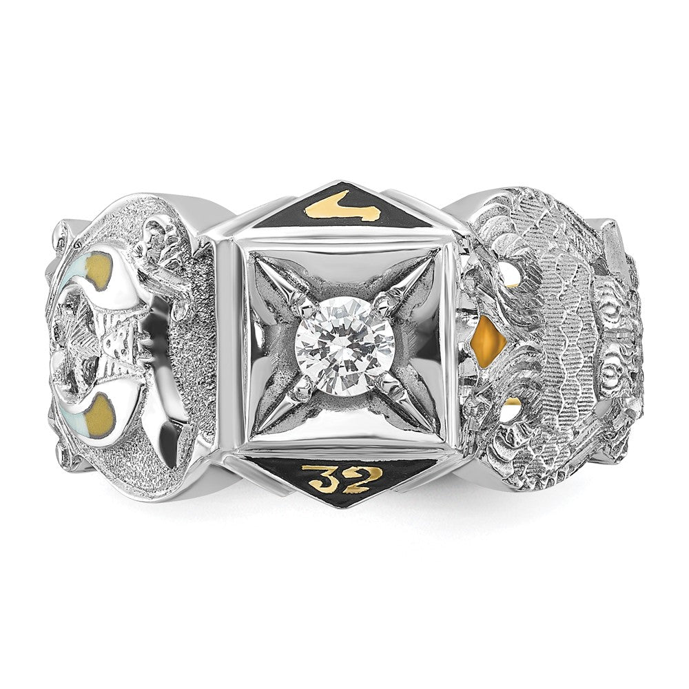 14ktt IBGoodman Men's Enamel & Diamond Eagle Masonic Shriner's Ring
