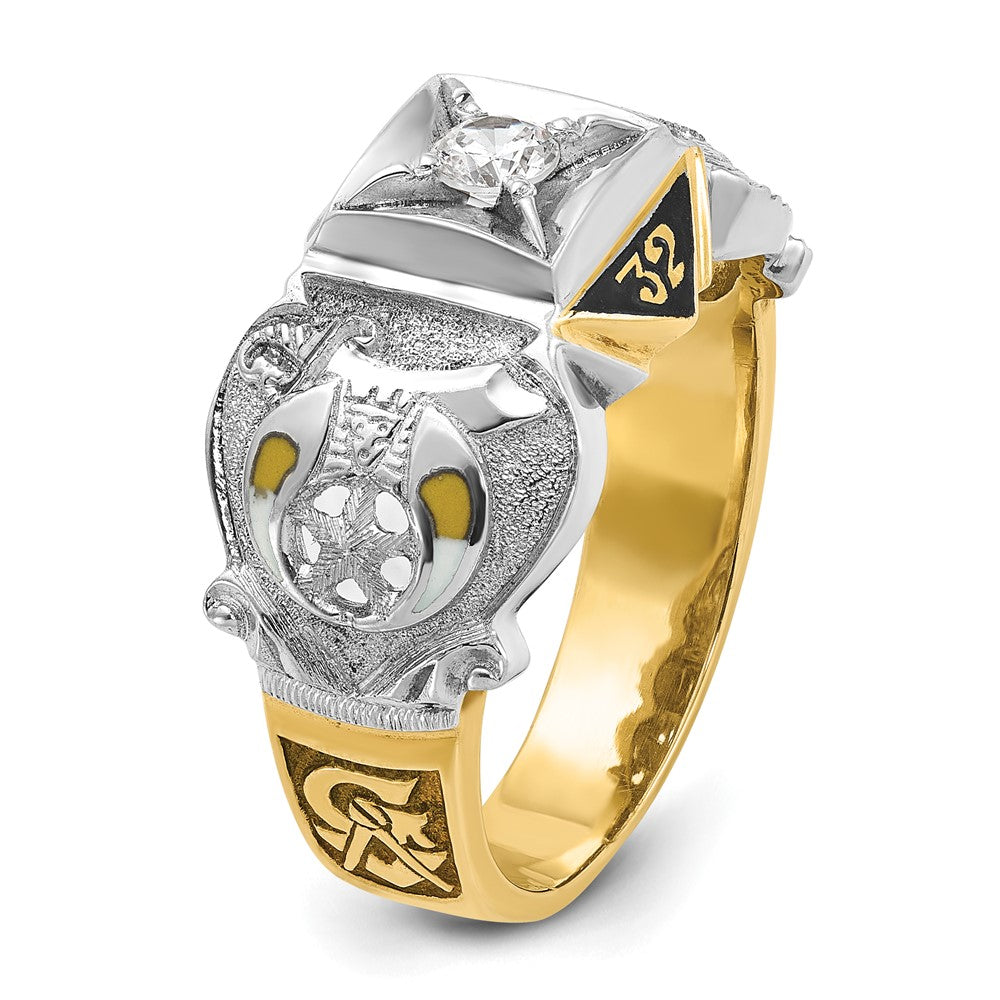 14ktt IBGoodman Men's Enamel & Diamond Eagle Masonic Shriner's Ring
