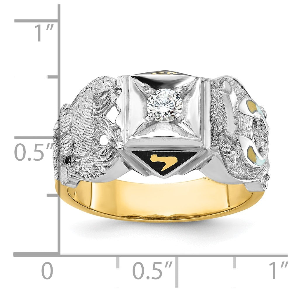 14ktt IBGoodman Men's Enamel & Diamond Eagle Masonic Shriner's Ring