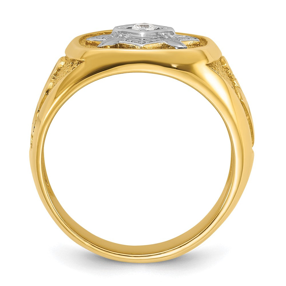 14k w/ White RH IBGoodman Textured Diamond Blue Lodge Masonic Ring