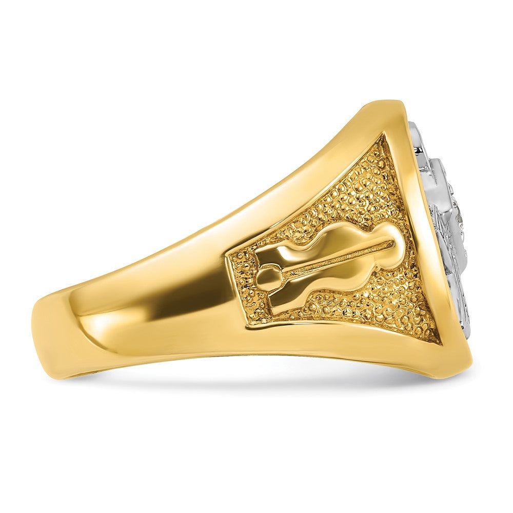 14k w/ White RH IBGoodman Textured Diamond Blue Lodge Masonic Ring