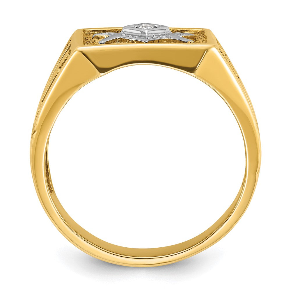 10k w/ White RH IBGoodman Textured Diamond Blue Lodge Masonic Ring