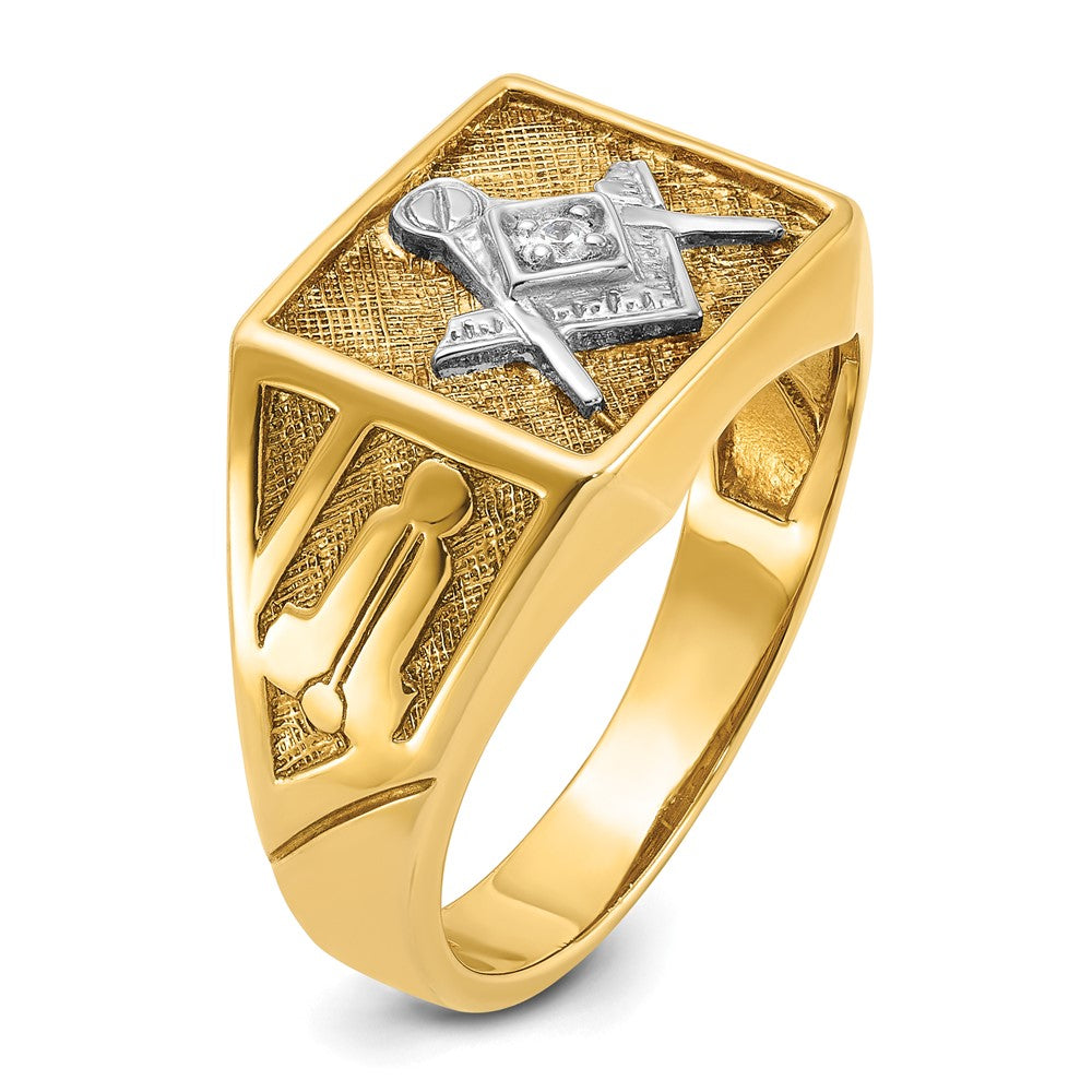10k w/ White RH IBGoodman Textured Diamond Blue Lodge Masonic Ring