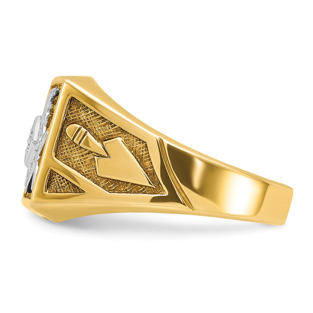 14k w/ White RH IBGoodman Textured Diamond Blue Lodge Masonic Ring